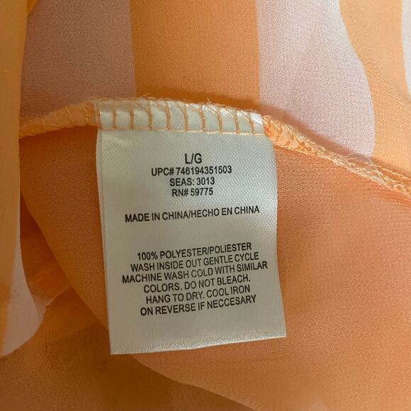 Dream Out Loud by Selena Gomez orange stripe sheer top size Large short sleeve - Picture 6 of 6